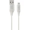 GEMBIRD CC-USB2B-AMmBM-2M-BW2 Gembird Premium medvilninis pintas Micro-USB įkrovimo ir duomenų kabelis,2m,sidabrinis/baltas