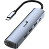 USB (3.0) hub 4-port, UH-545, pilka, Genius, 3x USB 3.0, 1x RJ45