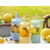 Gertuvė Mellow Yellow Mellow Geltona BUYDEEM nešiojamas stiklinis butelis su šiaudeliu 550 ml, modelis DG425, spalva Mellow Geltona