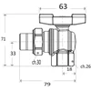 Giacomini Lodveida ventilis, ½"x ½" ai, ar saskrūvi, leņķa, īsais rokturis