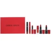 Giorgio Armani rinkinys: Rouge d'Armani Matte kreminis lūpų dažas 400 Four Hundred, 4 g + Lip Maestro skysti lūpų dažai 400, 6.5 ml + Lip Magnet skysti lūpų dažai 400, 3.9 ml + Ecstasy Lacquer blizgūs lūpų blizgiai 400, 3 ml + Rouge d'Armani kreminis lūpų dažas 400, 4 g