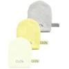 Glov „Vanduo-Only Skin Baby Banana + Ivory + Sidabrinis Stone“ 3 makiažo valymo ir veido valymo pirštinių pakuotė