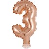Balon foliowy 13 cm na patyku cyfra 3 auksinė GODAN BC-5RZ3