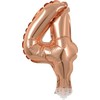 GoDan Balon 13cm foliowy na patyku "4" rožinė-auksinė