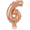 GoDan Balon 13cm foliowy na patyku "6" rožinė-auksinė