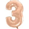 GoDan Balon foliowy "3" rožinė-auksinė 92cm