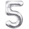 GoDan BALON foliowy Cyfra 5 sebrna 85 cm