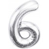 GoDan BALON foliowy Cyfra 6 sebrna 85 cm
