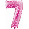 GoDan Balon foliowy Cyfra 7, rožinė w serca, 61 cm