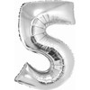 GoDan Folinis balionas skaičius “5” sidabro spalvos