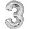 GoDan Folinis balionas skaičius “3” sidabro spalvos
