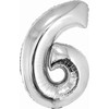 GoDan Folinis balionas skaičius “6” sidabro spalvos