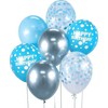 GoDan Balony B&C sidabrinė ir-mėlyna Happy Birthday 7szt