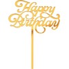GoDan Dekoracja akrylowa na tort Happy Birthday auksinė