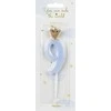 PartyDeco Žvakutė Skaičius su karūna, žydra 9,5cm, Skaičius: 9
