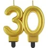 GoDan žvakė numeris 30 GIMTADIENIS, auksinė, metalinė, B&amp;C, 8 cm