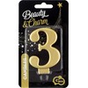 GoDan Number 3 žvakė, metalinė auksinė, 8,0 cm PF-SCZ3