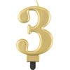 GoDan Number 3 žvakė, metalinė auksinė, 8,0 cm PF-SCZ3