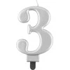 GoDan Žvakė numeris 3, metalinis sidabras, 8,0 cm PF-SCS3