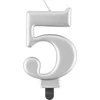 GoDan gimtadienio žvakė "5" sidabrinė 8cm