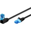 „Goobay CAT 6A“ jungiamasis kabelis, 1x 90° kampu, U/UTP, juodas, 0,5 m, Cat6a, U/UTP (UTP), RJ-45, RJ-45, juodas