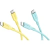 Goobay Rinkinys Tropic Glow: 2 silikonowe kable USB-C, 1,5 m, geltona turkio