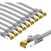 Goobay RJ45 kabelis krosowy CAT 6A S/FTP (PiMF), 500 MHz, su CAT 7 kable surowym, 1 m, pilka, komplektas 10 - Długość kabla 1 m