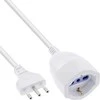 Good Connections InLine® maitinimo ilginamasis laidas apsauginiu kontaktu ITALIJA kištukas L / lizdas F, balta, 2m