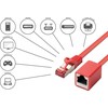 RNS® jungiamojo kabelio prailginimas su apsauga nuo fiksavimo, Cat. 6, S/FTP, PiMF, PVC, 250MHz, OFC, CU, raudonas, 3m, Good Connections® (8063VR-030R)