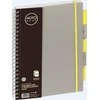 Bloknotas NOTOBOOK, Grand, A4, langeliais, 100 lapų, 80gsm, su spirale šone, pilkos sp. plastikinis viršelis