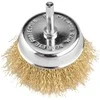 Szczotka 75 mm vielinis šepetys puodelio formos, gofruota viela, padengtas žalvariu, su 6 mm kotu