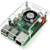 Gravlaser Raspberry Pi 4B/3B+/3B/2B dėklas, atidaromas, su ventiliatoriumi - skaidrus