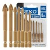 Grąžtas Geko Stiklo ir keramikos grąžtų rinkinys, 8 vnt., HEX 3-12 mm (120 vnt.)