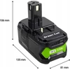 Green Cell Ryobi 18V 4Ah baterija su matmenimis