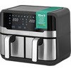 Gruzdintuvė Heinrich‘’s HFR 8214 Double hot air fryer 2 x 4.5 l = 9.0 l 1300-2400 W Juodas - Sidabrinis