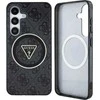 Guess 4G Glitter Triangle Mygtukai MagSafe Samsung Galaxy S25 Plus dėklas telefonui juodos spalvos