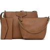 Guess, Brenton, Ecological leather, Textile Bag, Rigid structure, Caramel, 6432, For Women, 22 x 18 x 9 cm