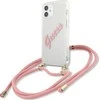 Guess GUHCP12SCRTVSPI Apple iPhone 12 mini 5,4″ rožinės spalvos kietas dėklas Script Vintage