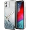 Guess GUHCP12SGLVSBL Apple iPhone 12 mini 5,4″ mėlynas kietas dėklas Glitter Vintage Script