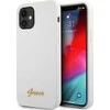Guess GUHCP12SLSLMGWH Apple iPhone 12 mini 5,4″ baltos spalvos kietas dėklas Metal Logo Script