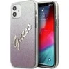 Dėklas GUESS GLITTER GRADIENT SCRIPT IPHONE 12 MINI Rožinis