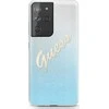 Dėklas GUESS HARD CASE GLITTER GRADIENT SCRIPT SAMSUNG GALAXY S21 ULTRA Mėlynas