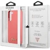 Guess GUHCS22MLSLMGFU S22+ S906 fuchsia kietas dėklas Silicone Script Metal Logo
