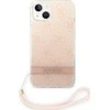 Dėklas Guess GUOHCP14MH4STP Apple iPhone 14 Plus / 15 Plus 6.7″ rožinės spalvos hardcase 4G Print Strap