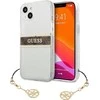 Dėklas GUESS HARD CASE GUHCP13SKB4GBR IPHONE 13 MINI RUDA DIRŽELĖ CHARM SKAIDRUS