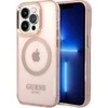 Apple iPhone 14 Pro Guess Dėklas Gold Outline Translucent MagSafe (GUHMP14LHTCMP) rožinės spalvos