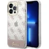 Dėklas Guess GUHCP14LHG4MHP iPhone 14 Pro 6,1 colio eilučių / rožinės spalvos kietojo dėklo 4G šablono scenarijus