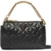 Guess, Elenia, Synthetic Leather, Mini, Textile Crossbody Bag, Juodas, QB867772, For Women