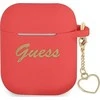 Apple AirPods Guess silikoninis Charm Heart Collection (GUA2LSCHSR) ausinių dėklas raudonos spalvos