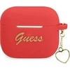 Apple AirPods 3 Guess silikoninis Charm Heart Collection (GUA3LSCHSR) ausinių dėklas raudonos spalvos